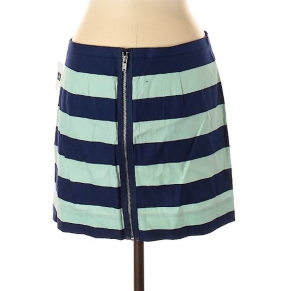 NWOT GAP Navy & Mint Striped Zip Skirt - Picture 3 of 5